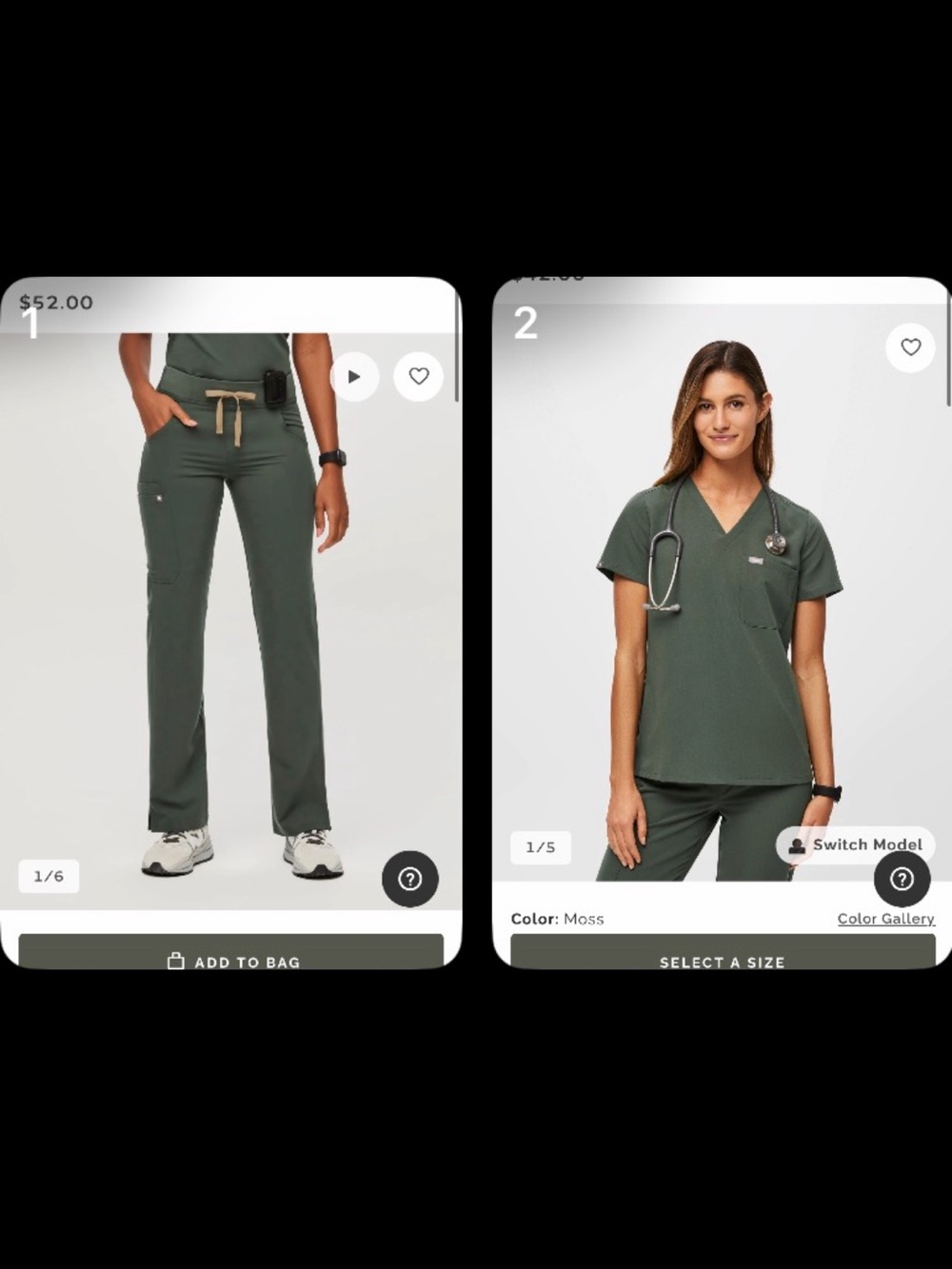 FIGS Green “Moss” Scrub Set Top and Pants for Women L/XL